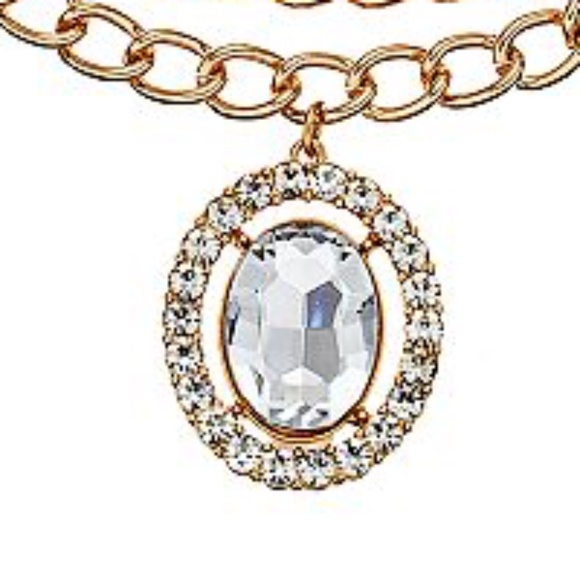 JUICY COUTURE 3-Strand Crystal Pendant Necklace Layered Statement Goldtone - Picture 2 of 4